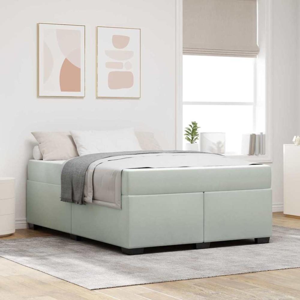 vidaXL Cadru de pat cu saltea Gri deschis 140 x 200 cm Catifea