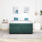 vidaXL Cadru de pat cu saltea Verde închis 140 x 200 cm Catifea