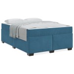 vidaXL Cadru de pat cu saltea Albastru închis 140 x 200 cm Catifea