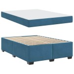 vidaXL Cadru de pat cu saltea Albastru închis 140 x 200 cm Catifea