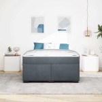 vidaXL Cadru de pat cu saltea Gri închis 160 x 200 cm Catifea
