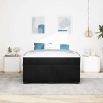 vidaXL Cadru de pat cu saltea cu saltea Negru 160 x 200 cm Catifea