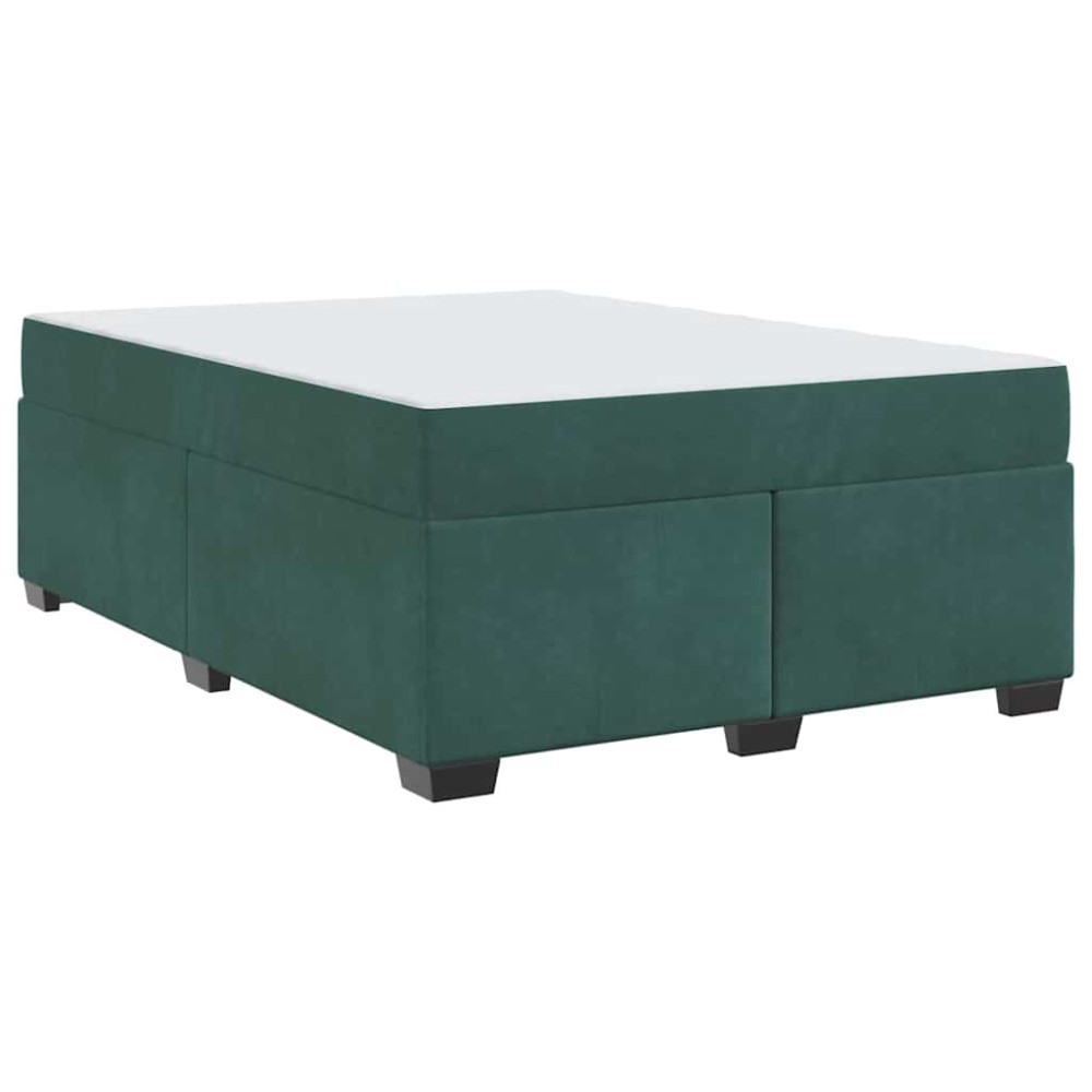 vidaXL Cadru de pat cu saltea Verde închis 160 x 200 cm Catifea