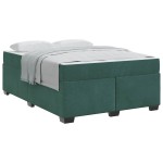 vidaXL Cadru de pat cu saltea Verde închis 160 x 200 cm Catifea