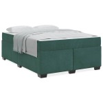 vidaXL Cadru de pat cu saltea Verde închis 160 x 200 cm Catifea