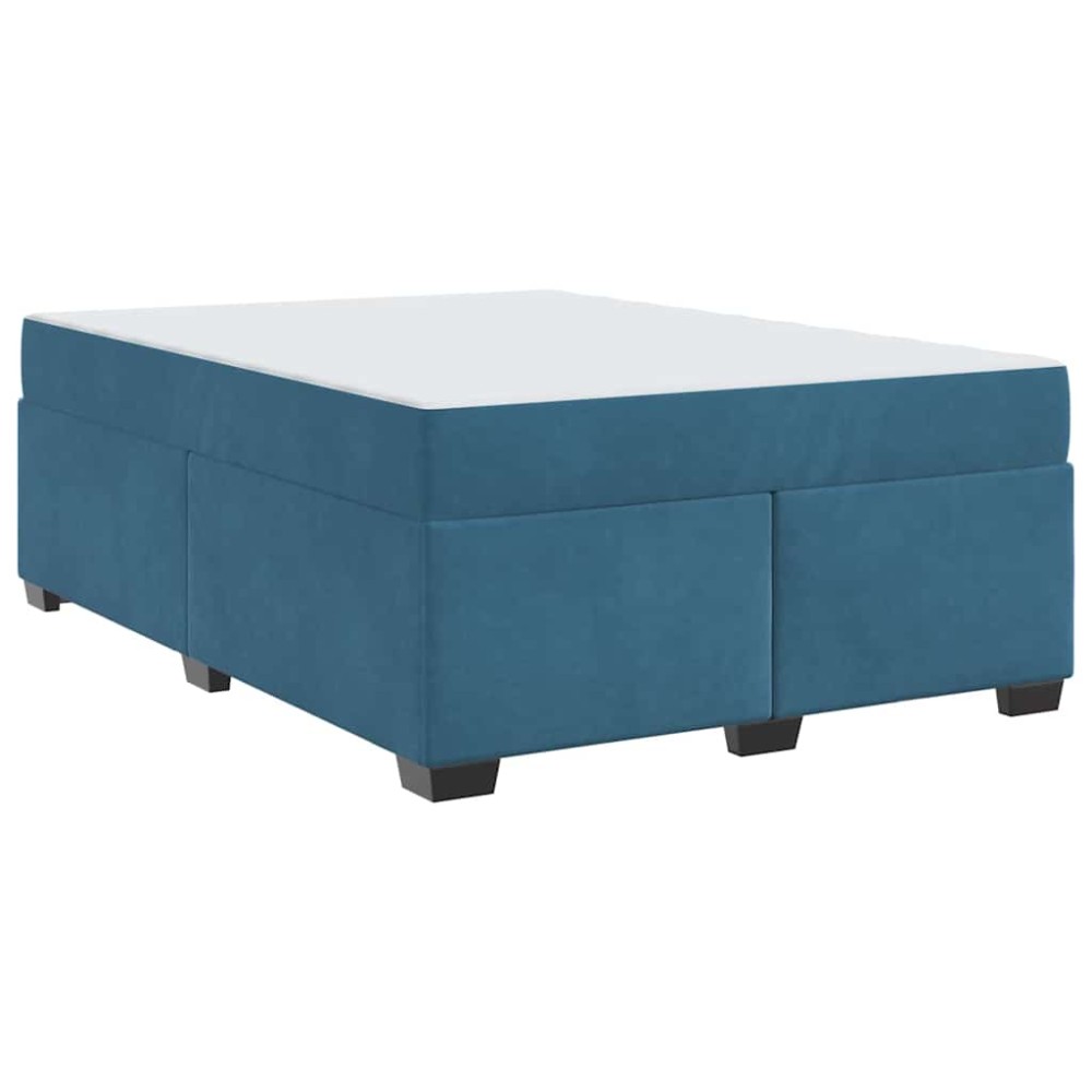 vidaXL Cadru de pat cu saltea Albastru închis 160 x 200 cm Catifea
