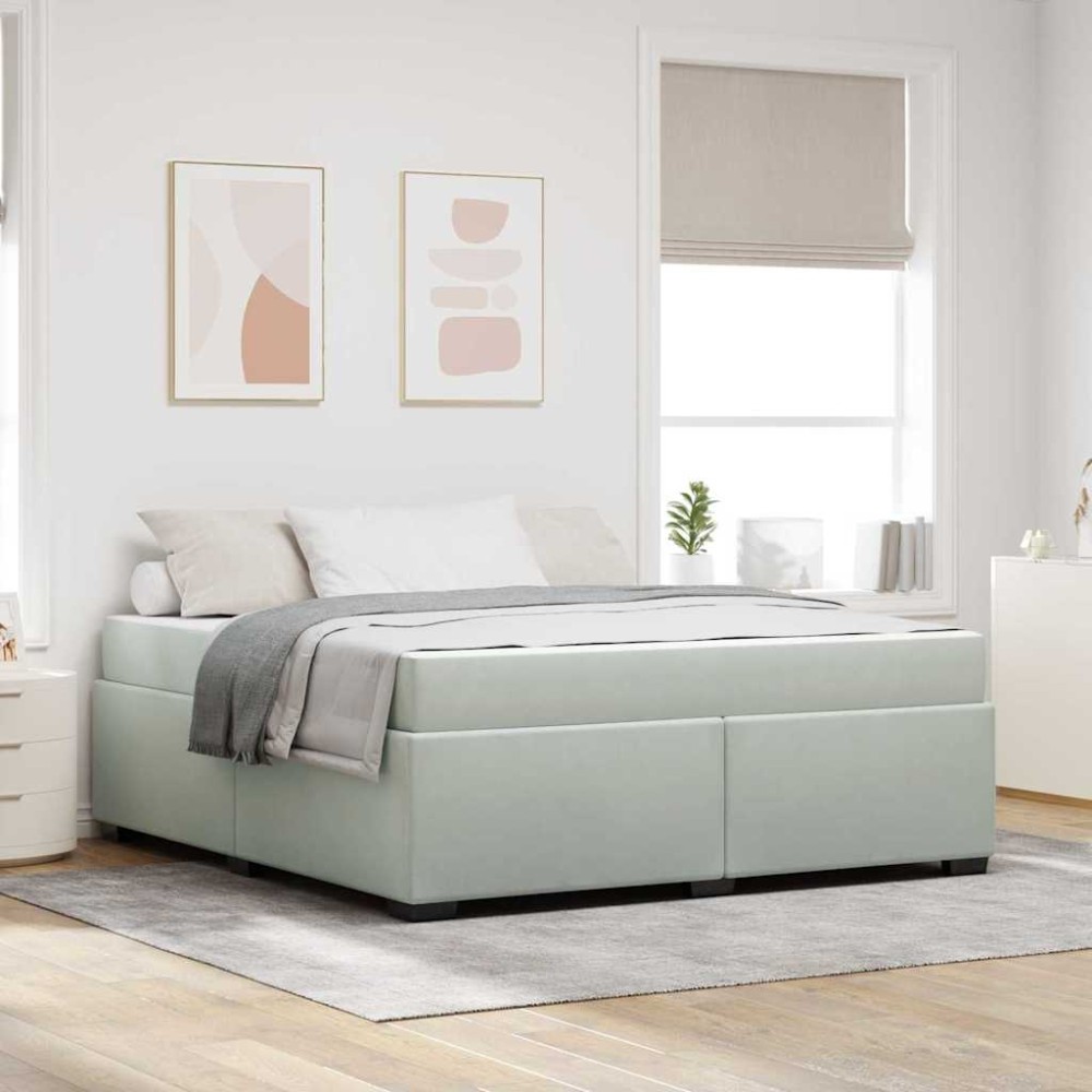 vidaXL Cadru de pat cu saltea Gri deschis 180 x 200 cm Catifea