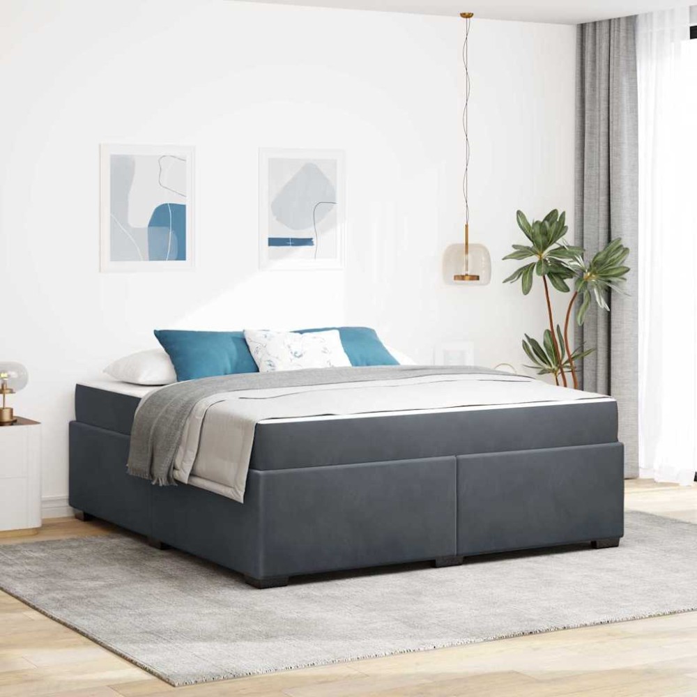 vidaXL Cadru de pat cu saltea Gri închis 180 x 200 cm Catifea