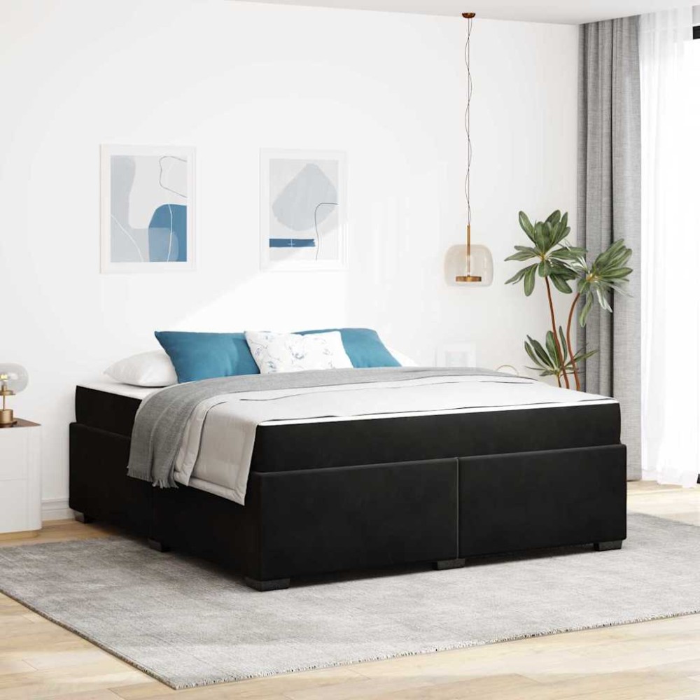 vidaXL Cadru de pat cu saltea Negru 180 x 200 cm Catifea