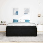 vidaXL Cadru de pat cu saltea Negru 180 x 200 cm Catifea