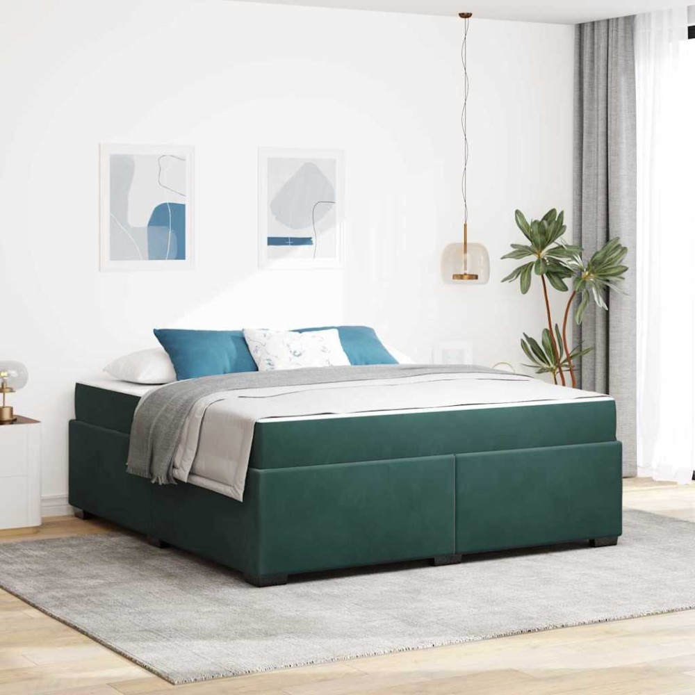 vidaXL Cadru de pat cu saltea Verde închis 180 x 200 cm Catifea