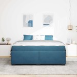 vidaXL Cadru de pat cu saltea Albastru închis 180 x 200 cm Catifea