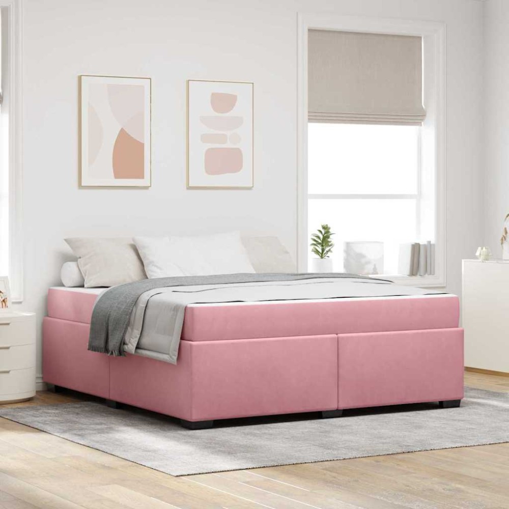 vidaXL Cadru de pat cu saltea Roz 180 x 200 cm Catifea