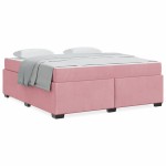 vidaXL Cadru de pat cu saltea Roz 180 x 200 cm Catifea