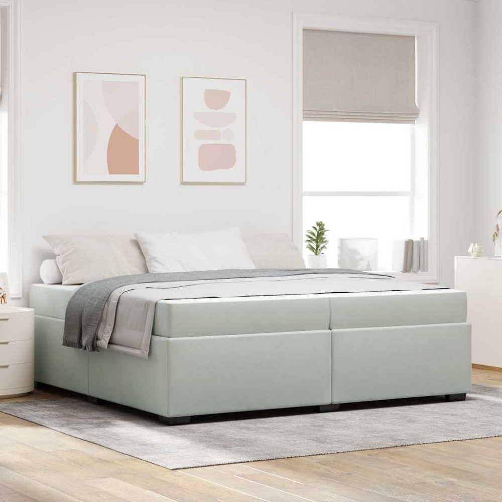 vidaXL Cadru de pat cu saltea Gri deschis 200 x 200 cm Catifea