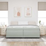 vidaXL Cadru de pat cu saltea Gri deschis 200 x 200 cm Catifea
