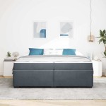 vidaXL Cadru de pat cu saltea Gri închis 200 x 200 cm Catifea