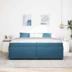 vidaXL Cadru de pat cu saltea Albastru închis 200 x 200 cm Catifea