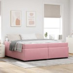 vidaXL Cadru de pat cu saltea Roz 200 x 200 cm Catifea