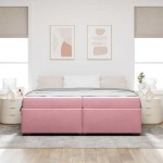 vidaXL Cadru de pat cu saltea Roz 200 x 200 cm Catifea