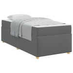 vidaXL Cadru de pat cu saltea Gri închis 90 x 190 cm țesătură