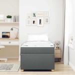 vidaXL Cadru de pat cu saltea Gri închis 90 x 190 cm țesătură