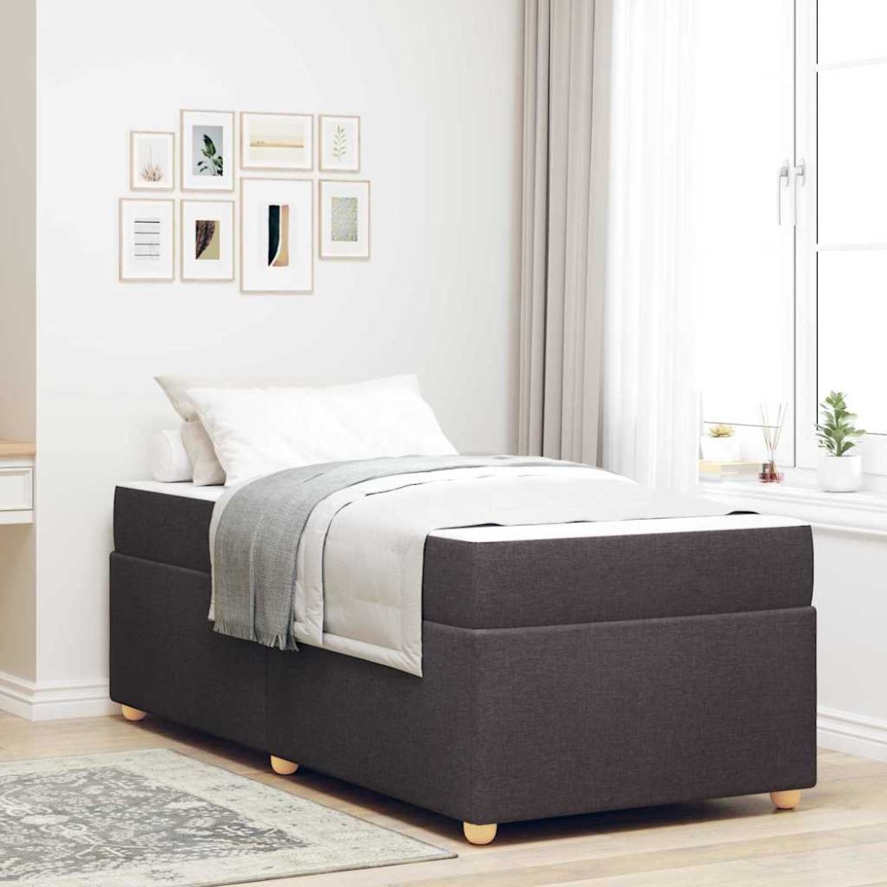 vidaXL Cadru de pat cu saltea Maro închis 90 x 190 cm țesătură