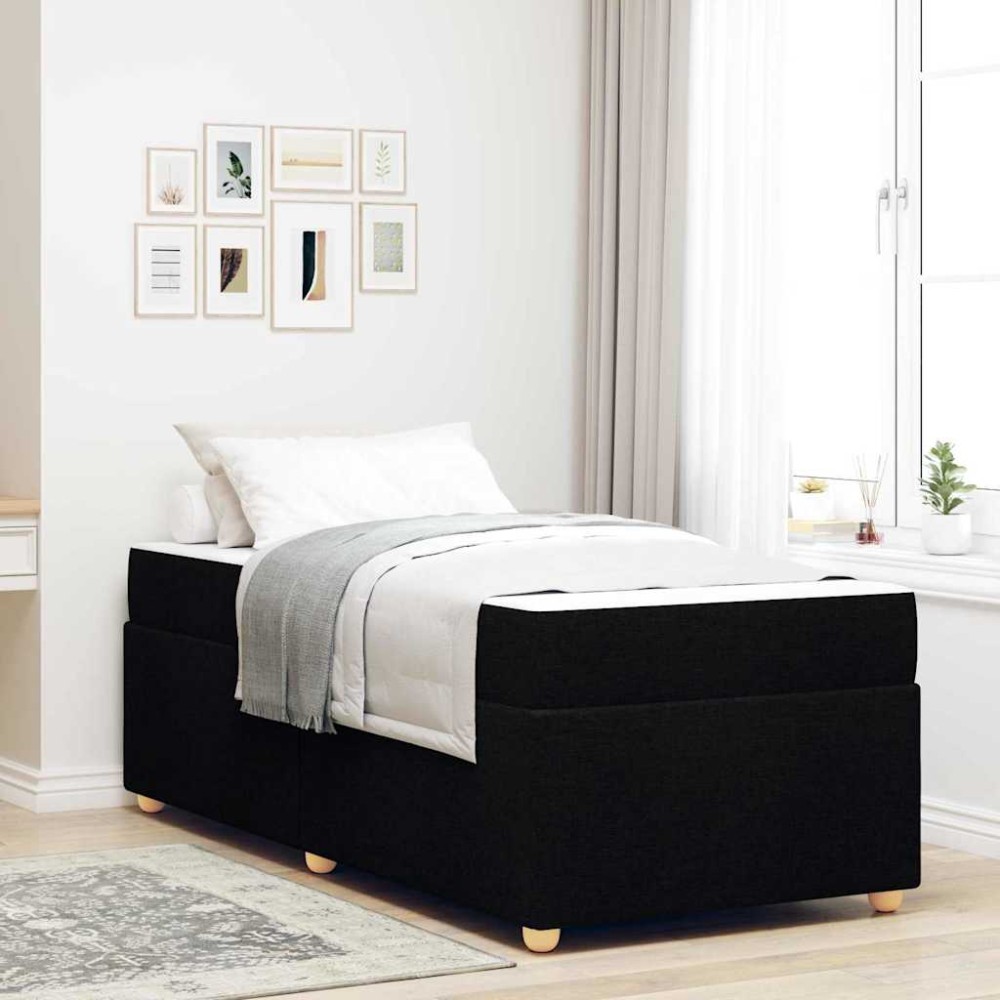 vidaXL Cadru de pat cu saltea Negru 90 x 200 cm țesătură