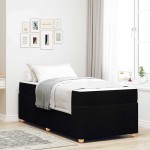 vidaXL Cadru de pat cu saltea Negru 90 x 200 cm țesătură