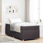 vidaXL Cadru de pat cu saltea Maro închis 90 x 200 cm țesătură