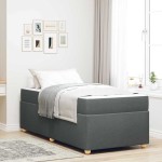 vidaXL Cadru de pat cu saltea Gri închis 100 x 200 cm țesătură