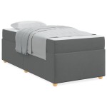 vidaXL Cadru de pat cu saltea Gri închis 100 x 200 cm țesătură