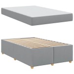 vidaXL Cadru de pat cu saltea Gri deschis 120 x 190 cm țesătură
