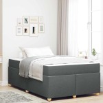 vidaXL Cadru de pat cu saltea Gri închis 120 x 190 cm țesătură