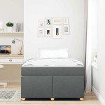 vidaXL Cadru de pat cu saltea Gri închis 120 x 190 cm țesătură