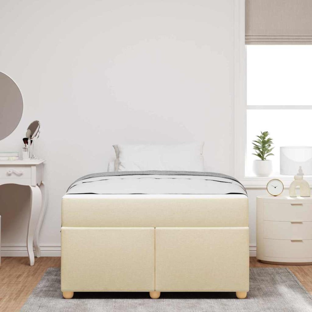 vidaXL Cadru de pat cu saltea Crem 120 x 190 cm țesătură