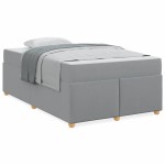 vidaXL Cadru de pat cu saltea Gri deschis 120 x 200 cm țesătură