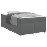 vidaXL Cadru de pat cu saltea Gri închis 120 x 200 cm țesătură