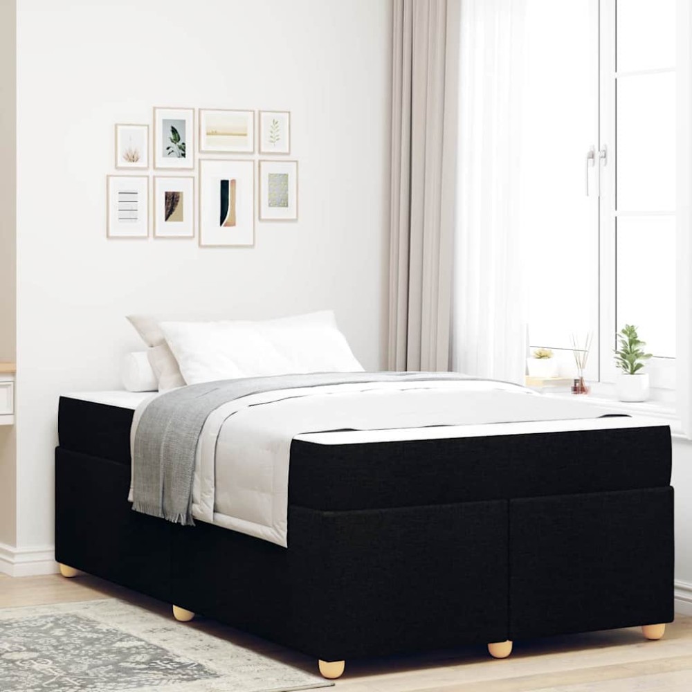 vidaXL Cadru de pat cu saltea Negru 120 x 200 cm țesătură