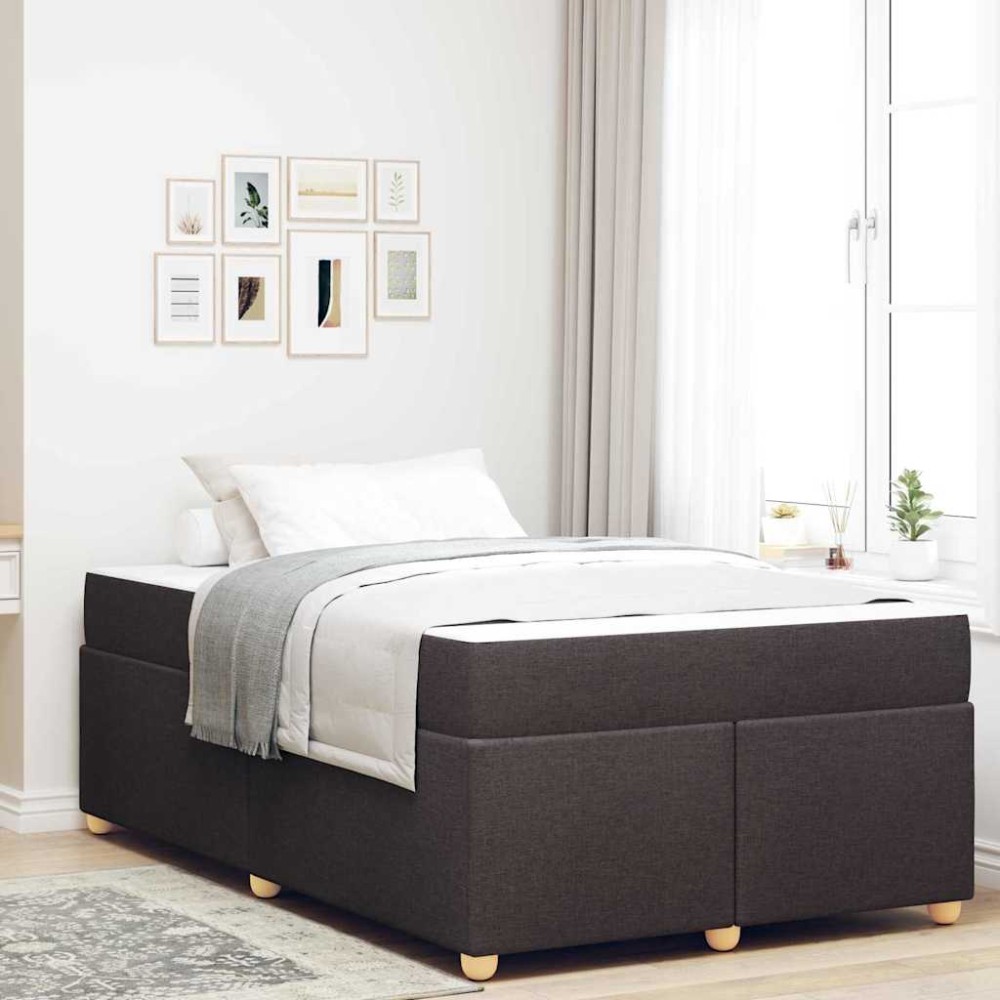 vidaXL Cadru de pat cu saltea Maro închis 120 x 200 cm țesătură