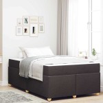 vidaXL Cadru de pat cu saltea Maro închis 120 x 200 cm țesătură