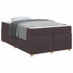 vidaXL Cadru de pat cu saltea Maro închis 120 x 200 cm țesătură