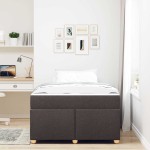 vidaXL Cadru de pat cu saltea Maro închis 120 x 200 cm țesătură