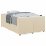 vidaXL Cadru de pat cu saltea Crem 120 x 200 cm țesătură