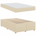 vidaXL Cadru de pat cu saltea Crem 120 x 200 cm țesătură