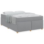 vidaXL Cadru de pat cu saltea Gri deschis 140 x 200 cm țesătură