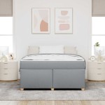 vidaXL Cadru de pat cu saltea Gri deschis 140 x 200 cm țesătură