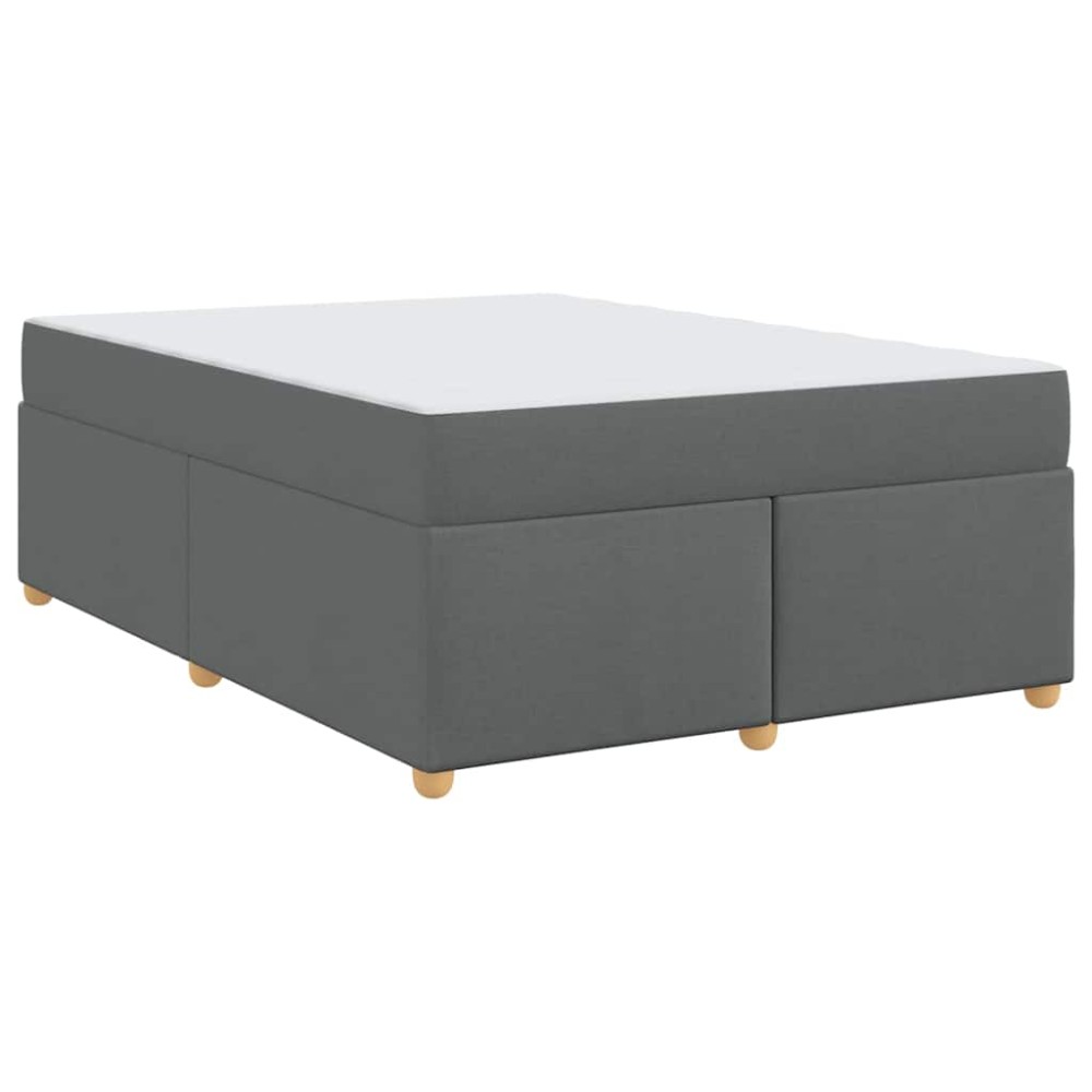 vidaXL Cadru de pat cu saltea Gri închis 140 x 200 cm țesătură
