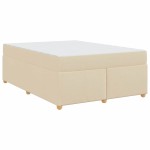 vidaXL Cadru de pat cu saltea Crem 140 x 200 cm țesătură