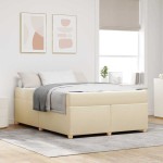 vidaXL Cadru de pat cu saltea Crem 140 x 200 cm țesătură